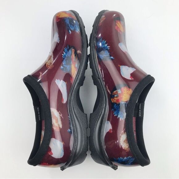 Sloggers Maroon Red Chicken Print Waterproof Rubber Slip On Loafers - Picture 10 of 15